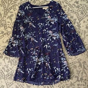 LOFT Floral Bell Sleeve Dress